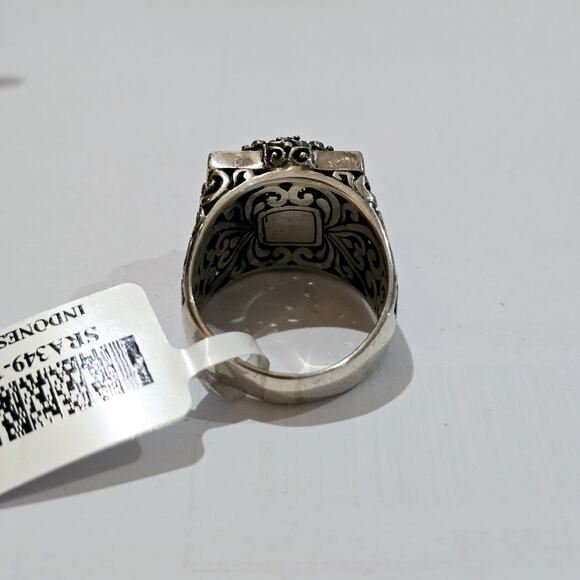 Sarda Bali Sterling Silver 925 Floral Scroll Cross Square Ring Size 10 NWT - Picture 5 of 7